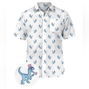 Tipsy Elves Prehistoric Patriot Short-Sleeve Button Down Shirt NWT
